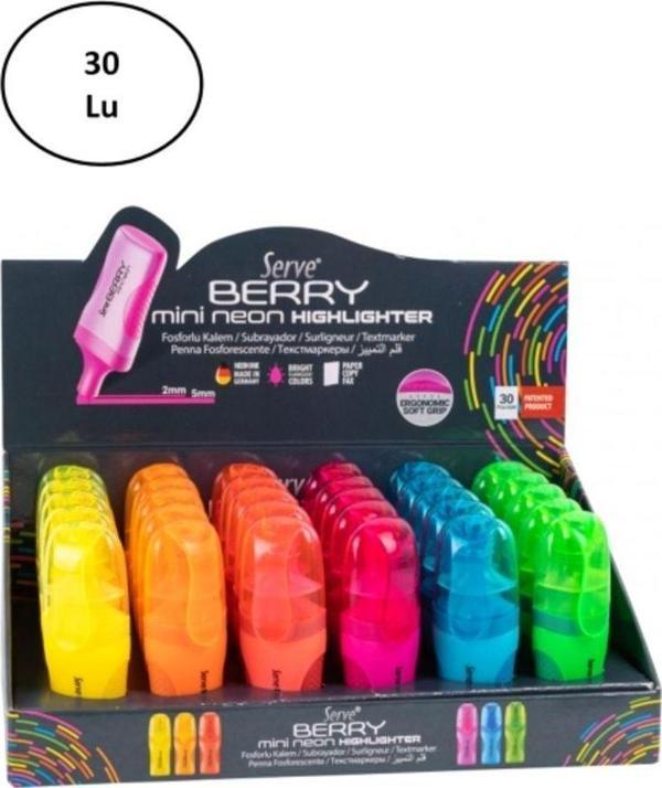 Mbb E-Ticaret Serve Berry Mini Fosforlu Kalem Karton Stand 30'Lu - Image 1