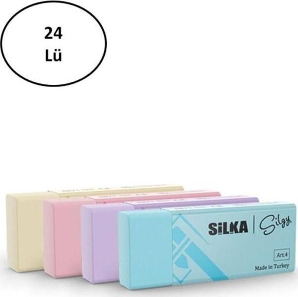 Mbb E-Ticaret Silka Art.44 Pastel Orta Boy Sınav Silgisi 4'Lü 24'Lü - Image 1