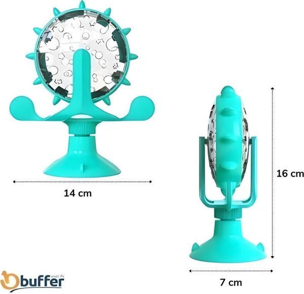 Mbb E-Ticaret Vantuzlu Zilli İnteraktif Dönebilen Mama Kaplı Renkli Değirmenli Eğlenceli Eğitici Kedi Oyun - Image 1