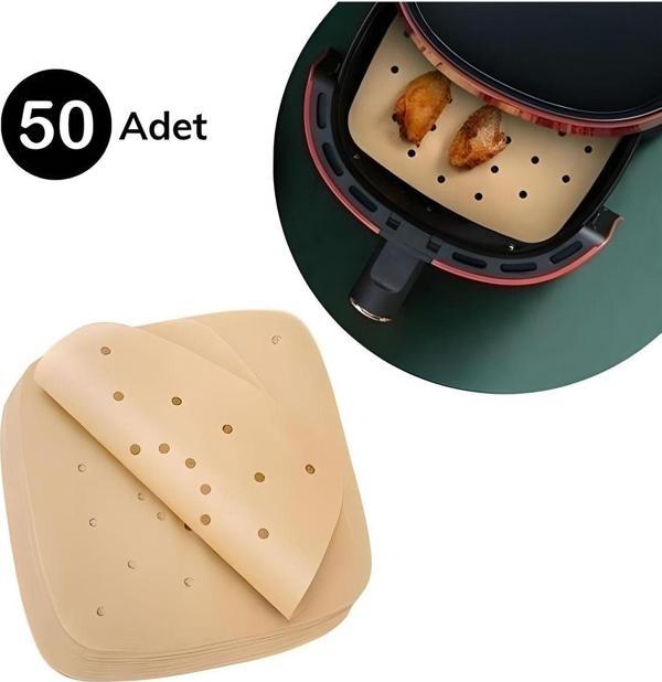 Mbb E-Ticaret 50 Adet Air Fryer Pişirme Kağıdı Tek Kullanımlık Hava Fritöz Yapışmaz Yağlı Kağıt Delikli Model - Image 1