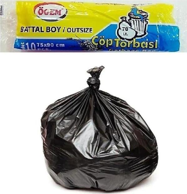 Mbb E-Ticaret Battal Boy Çöp Torbası 75 X 90 Cm 10 Lu Rulo X 1 Paket = 10 Adet (Siyah) - Image 1