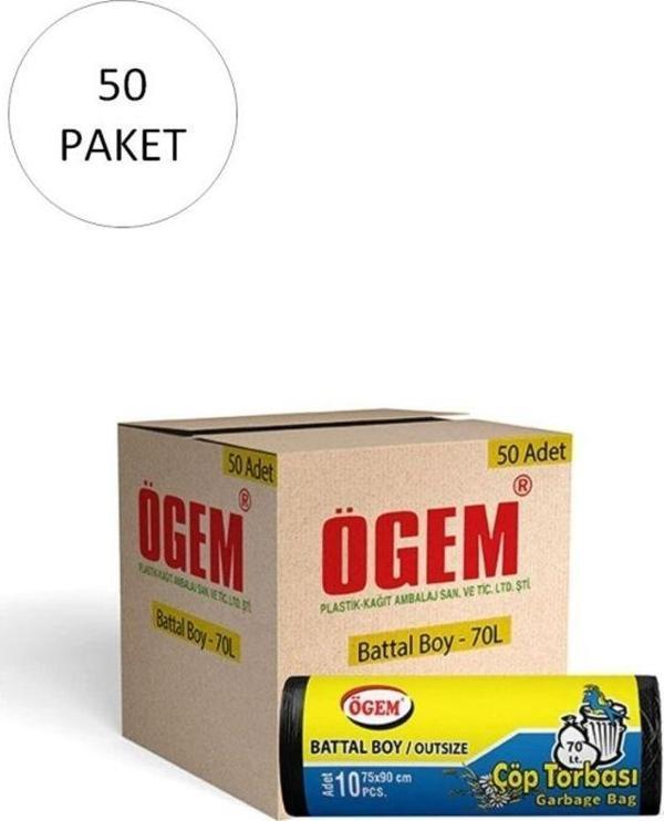 Mbb E-Ticaret Battal Boy Çöp Torbası 75 X 90 Cm 10 Lu Rulo X 50 Paket = 500 Adet (Siyah) - Image 1