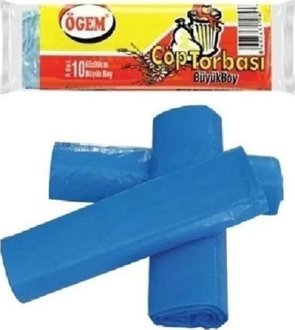 Mbb E-Ticaret Büyük Boy Çöp Torbası 65 X 80 Cm 10 Lu Rulo X 1 Paket = 10 Adet (Mavi) - Image 1