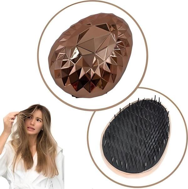 Mbb E-Ticaret Rose Gold Saç Düzleştirici Tarak Geniş Aralıklı Her Saç Tipine Uygun Fırçalı Saç Düzleşt - Image 1