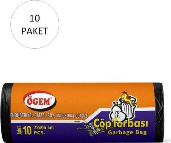 Mbb E-Ticaret Endüstriyel Battal Boy Çöp Torbası 72 X 95 Cm 10 Lu Rulo X 10 Paket = 100 Adet (Siyah) - Image 1