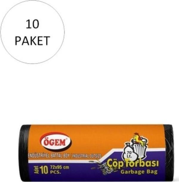 Mbb E-Ticaret Endüstriyel Battal Boy Çöp Torbası 72 X 95 Cm 10 Lu Rulo X 20 Paket = 200 Adet (Siyah) - Image 1