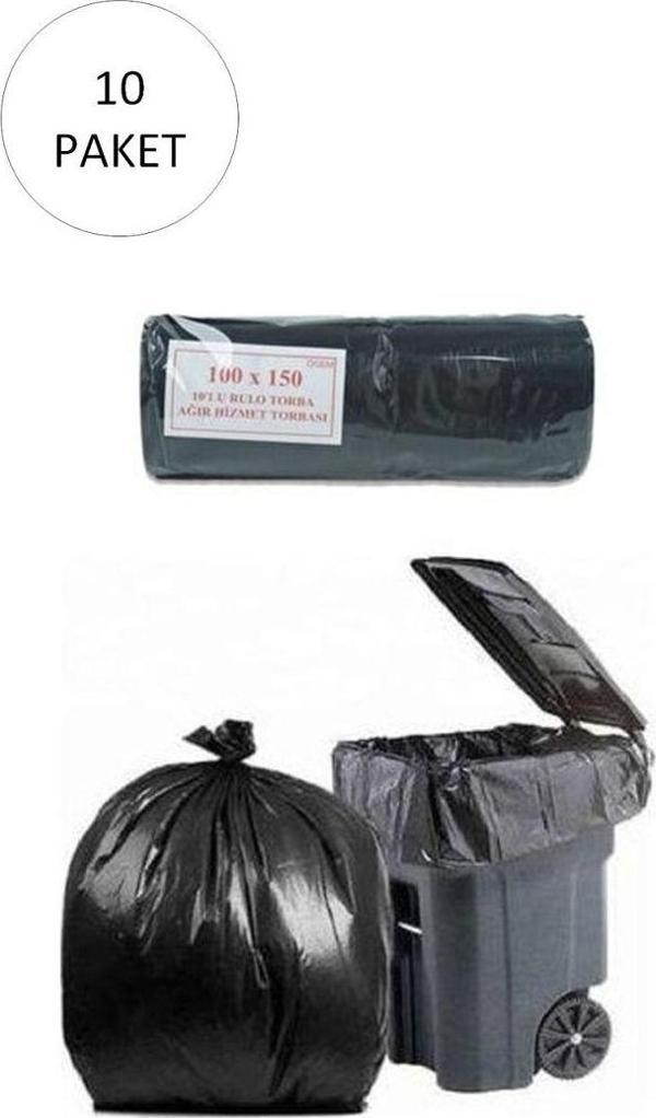 Mbb E-Ticaret Hantal Boy Çöp Torbası 100 X 150 Cm 10 Lu Rulo X 10 Paket = 100 Adet (Siyah) - Image 1
