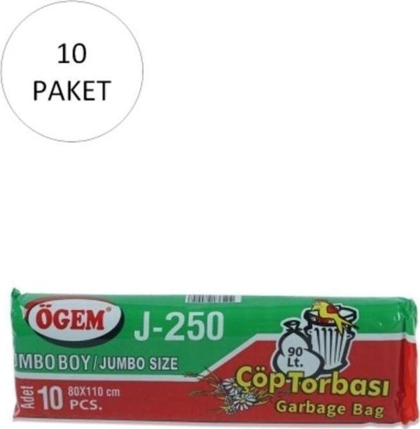 Mbb E-Ticaret J-250 Jumbo Boy Çöp Torbası 80 X 110 Cm 10 Lu Rulo X 10 Paket = 100 Adet (Siyah) - Image 1