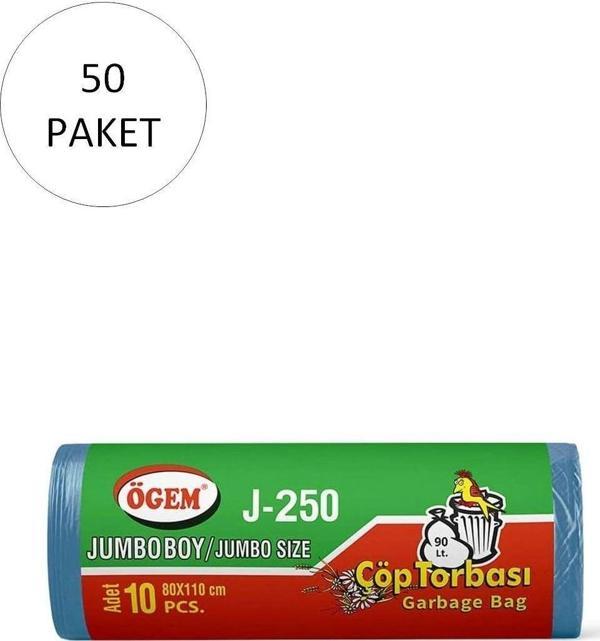 Mbb E-Ticaret J-250 Jumbo Boy Çöp Torbası 80 X 110 Cm 10 Lu Rulo X 50 Paket = 500 Adet (Mavi) - Lisinya - Image 1