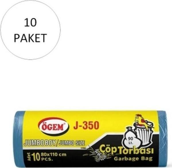 Mbb E-Ticaret J-350 Jumbo Boy Çöp Torbası 80 X 110 Cm 10 Lu Rulo X 10 Paket = 100 Adet (Mavi) - Image 1