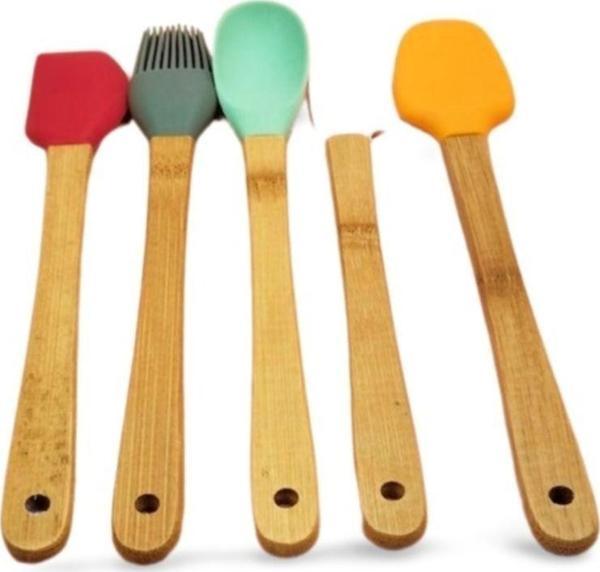Mbb E-Ticaret 5 Parça Silikon Kaşık Ve Servis Takımı 20 Cm - Image 1