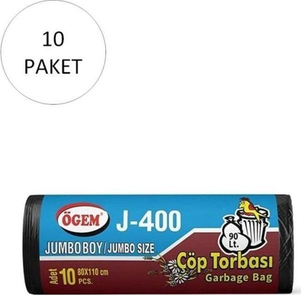 Mbb E-Ticaret J-400 Jumbo Boy Çöp Torbası 80 X 110 Cm 10 Lu Rulo X 10 Paket = 100 Adet (Siyah) - Image 1