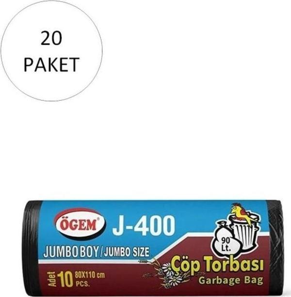 Mbb E-Ticaret J-400 Jumbo Boy Çöp Torbası 80 X 110 Cm 10 Lu Rulo X 20 Paket = 200 Adet (Siyah) - Image 1