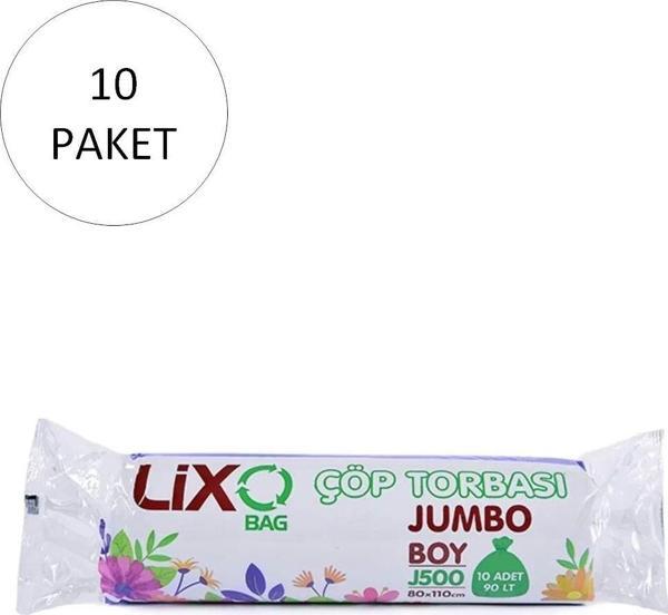 Mbb E-Ticaret J-500 Jumbo Boy Çöp Torbası 80 X 110 Cm 10 Lu Rulo X 10 Paket = 100 Adet (Siyah) - Image 1