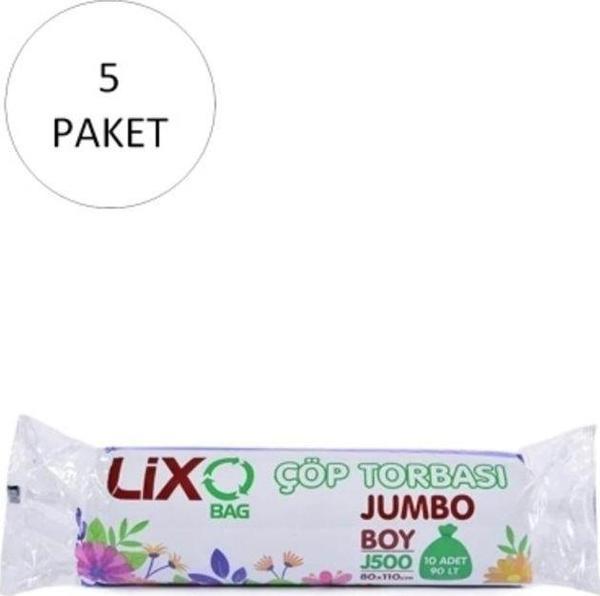 Mbb E-Ticaret J-500 Jumbo Boy Çöp Torbası 80 X 110 Cm 10 Lu Rulo X 5 Paket = 50 Adet (Siyah) - Image 1