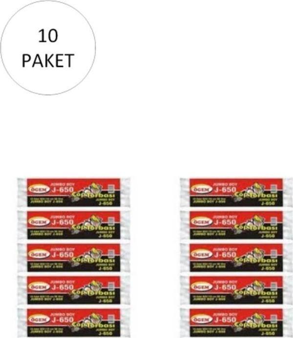 Mbb E-Ticaret J-650 Jumbo Boy Çöp Torbası 80 X 110 Cm 10 Lu Rulo X 10 Paket = 100 Adet (Siyah) - Image 1