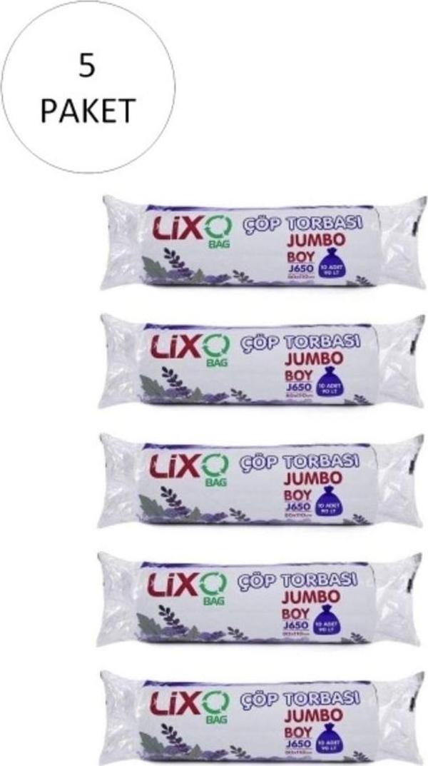 Mbb E-Ticaret J-650 Jumbo Boy Çöp Torbası 80 X 110 Cm 10 Lu Rulo X 5 Paket = 50 Adet (Siyah) - Image 1