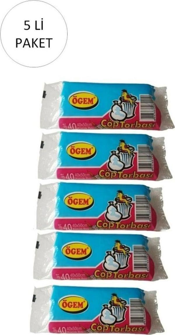 Mbb E-Ticaret Küçük Boy Çöp Torbası 40 X 50 Cm 40 Lı Rulo X 5 Paket = 200 Adet (Şeffaf) - Image 1