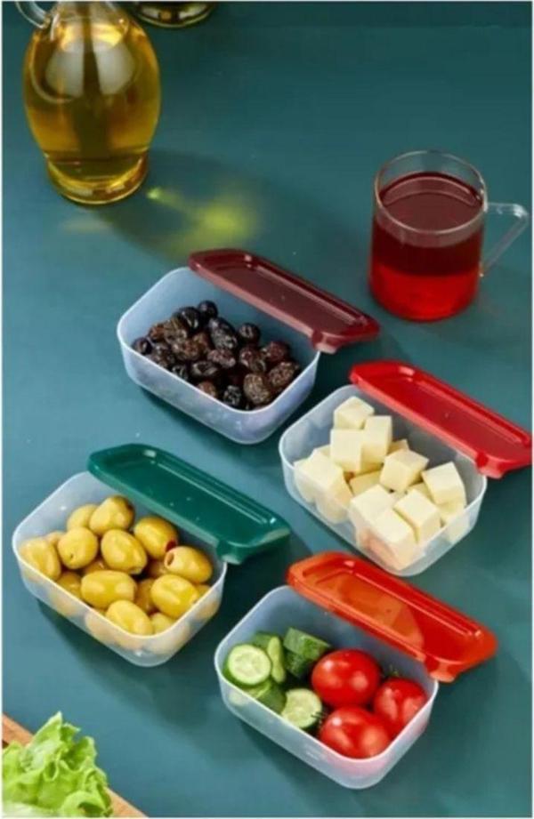 Mbb E-Ticaret 4'Lü Kapaklı Saklama Kabı Çerezlik Kahvaltılık Piknik Kabı Royaleks-Hs-017 - Image 1