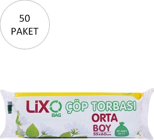 Mbb E-Ticaret Orta Boy Çöp Torbası 55 X 60 Cm 20 Li Rulo X 50 Paket = 1.000 Adet (Mavi) - Image 1
