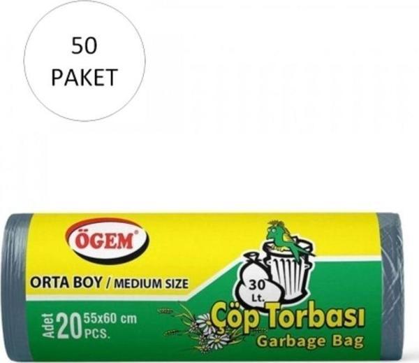 Mbb E-Ticaret Orta Boy Çöp Torbası 55 X 60 Cm 20 Li Rulo X 50 Paket = 1000 Adet (Mavi) - Image 1
