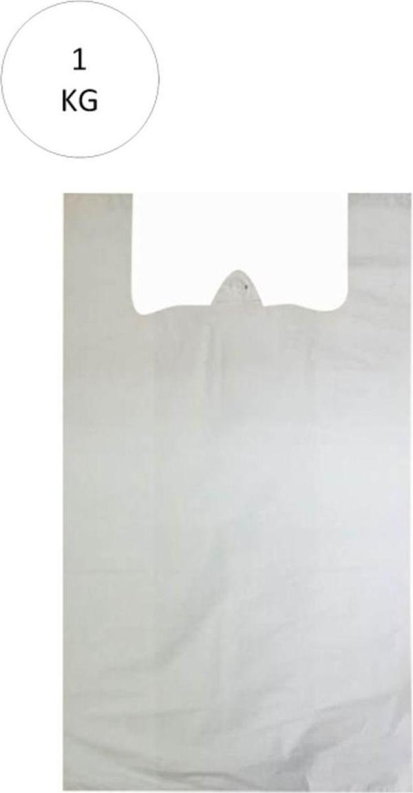 Mbb E-Ticaret Beyaz Atlet Poşet Büyük Boy 32X57 Cm Takriben 72 Adet 1 Kg - Image 1