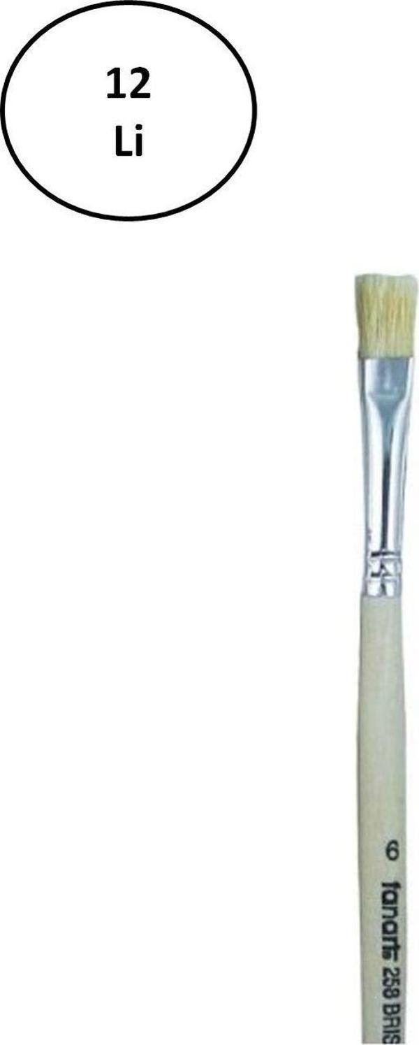 Mbb E-Ticaret Fanart Academy Seri 258 Sert Kıl Yassı Fırça No 6 12'Li - Image 1