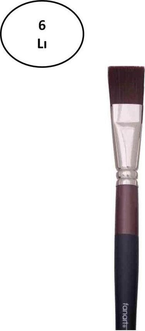 Mbb E-Ticaret Fanart Academy Seri 278 Sentetik Kıl Kısa Yassı Fırça Uzun Sap No:14 6'Lı - Image 1