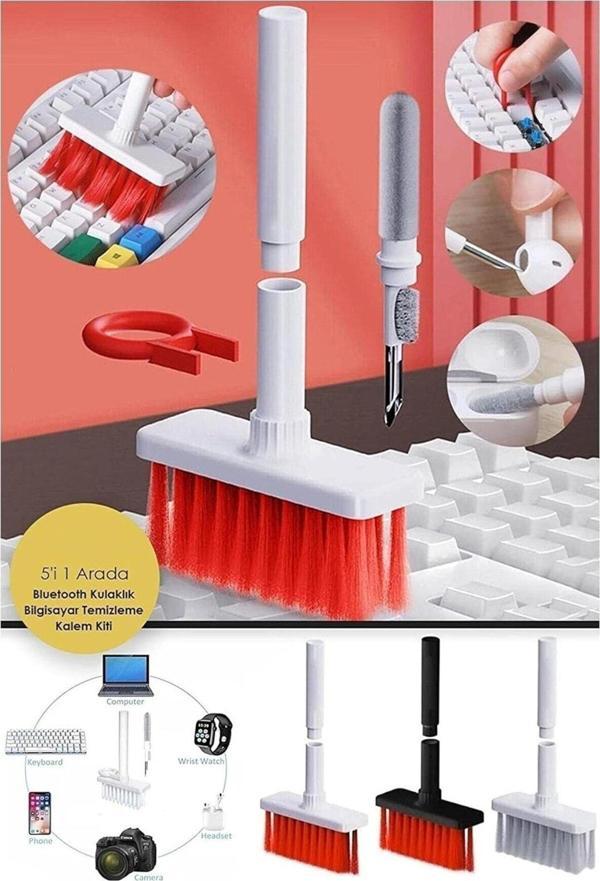 Mbb E-Ticaret Çok Amaçlı Kırmızı Hassas Fırça Başlıklı Bilgisayar Klavye Laptop Temizleme Fırçası 5 In 1 - Image 1