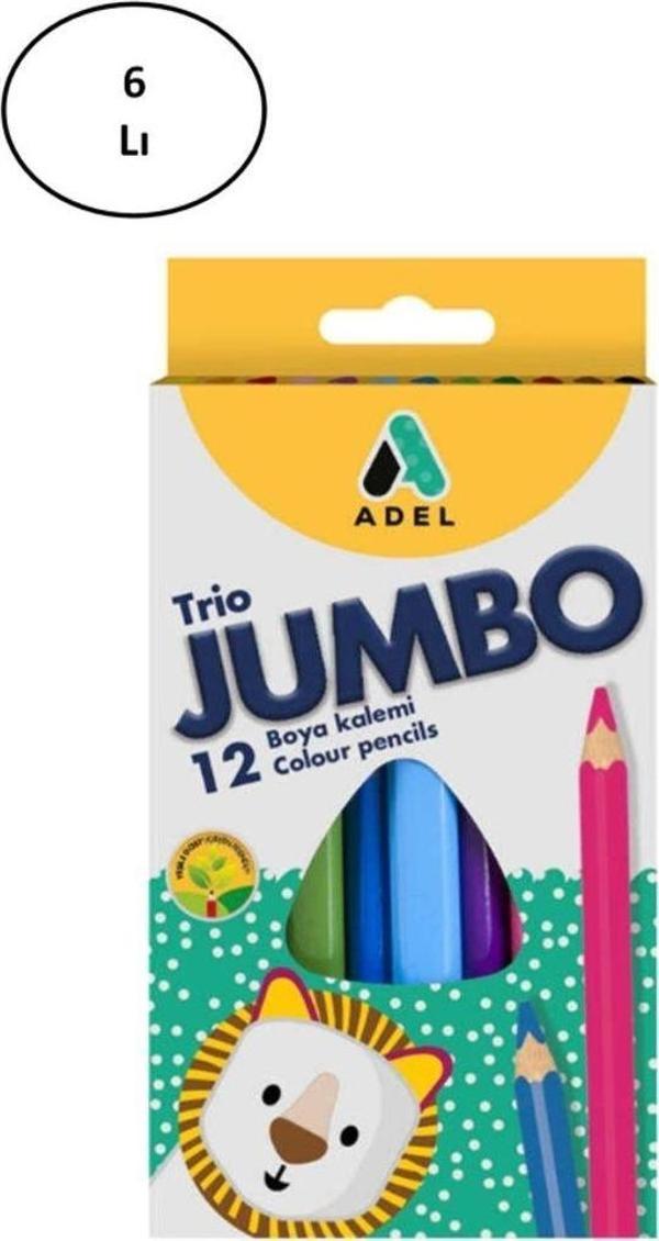 Mbb E-Ticaret Adel Boya Kalemi Jumbo Üçgen Tam Boy 12 Renk 6'Lı - Image 1