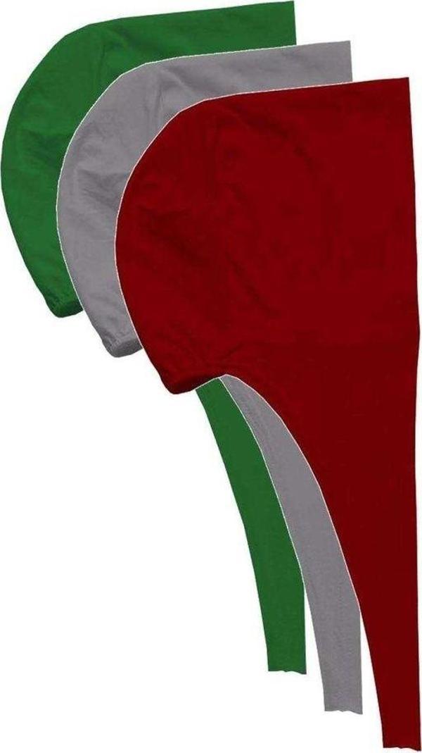 Mbb E-Ticaret 3 Adet Tesettür Bone Bağcıklı Likralı Yeşil Gri Bordo - Image 1