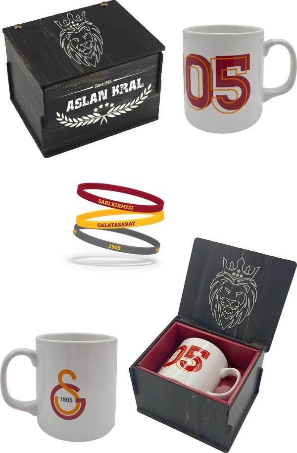 Galatasaray Kupa Gs Orijinal Lisanslı Mug Bileklik Set, Özel Ahşap Kutulu - Image 1
