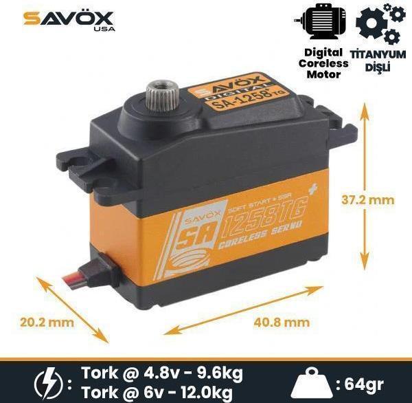 Savox SA1258TGP Digital Servo Coreless Motor With Soft Start High Voltage Titanium Dişli - Image 1