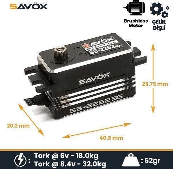 Savox SB2262SG Digital Servo Brushless Motor High Voltage Çelik Dişli - Image 1
