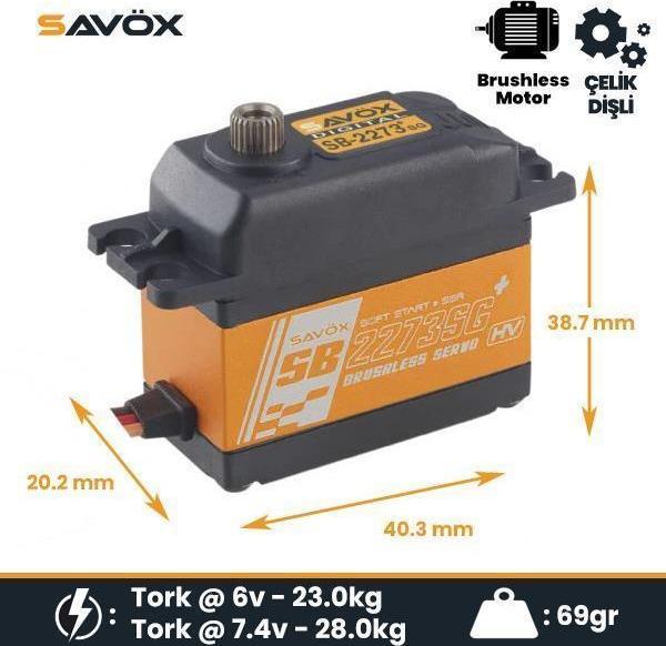 Savox SB2273SGP Digital Servo Brushless Motor High Voltage Çelik Dişli - Image 1