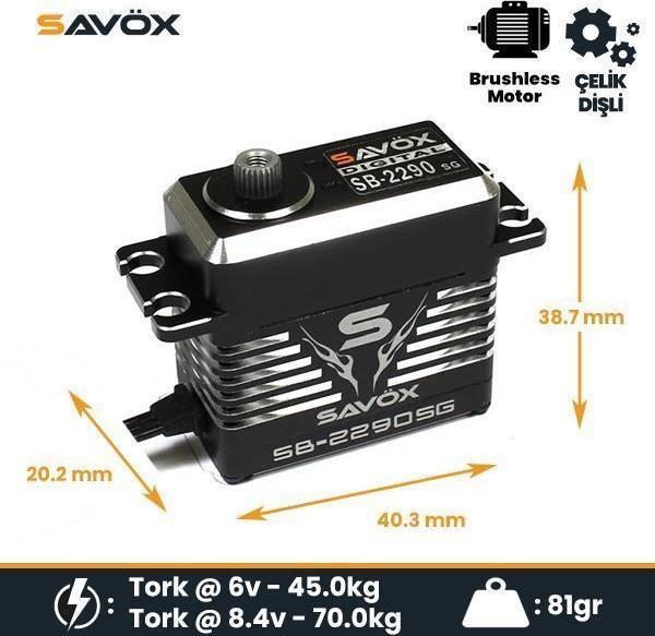 Savox SB2290SG Black Edition Digital Servo Brushless Motor High Voltage Çelik Dişli - Image 1