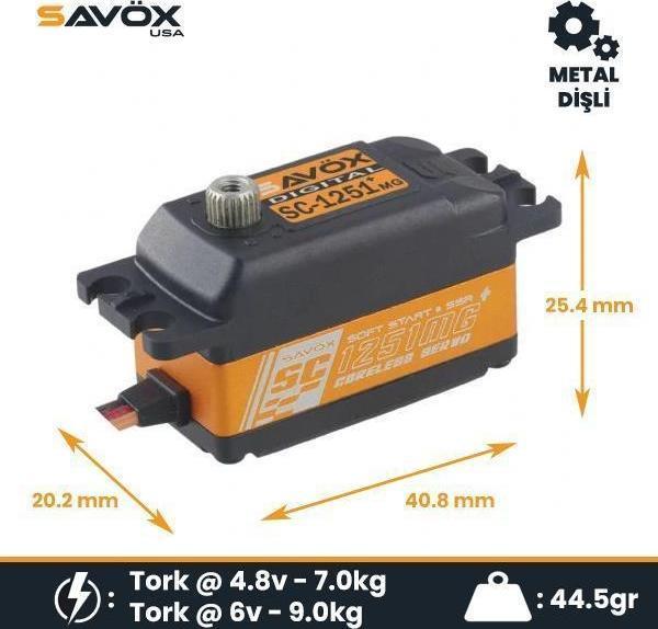 Savox SC1251MGP Digital Servo Low Profile With Soft Start High Voltage Metal Dişli - Image 1
