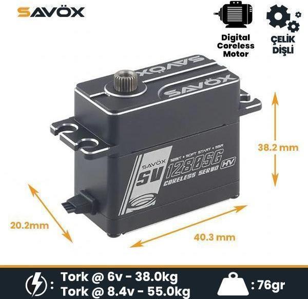 Savox SV1280SG Digital Servo Coreless Motor High Voltage Çelik Dişli - Image 1