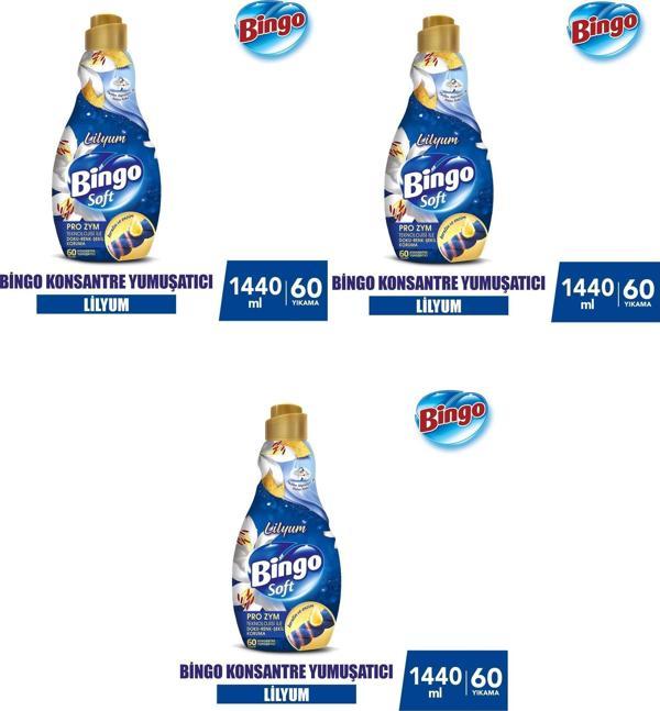 Bingo Konsantre Çamaşır Yumuşatıcısı Lilyum 1440 ml x 3 Adet - Image 1