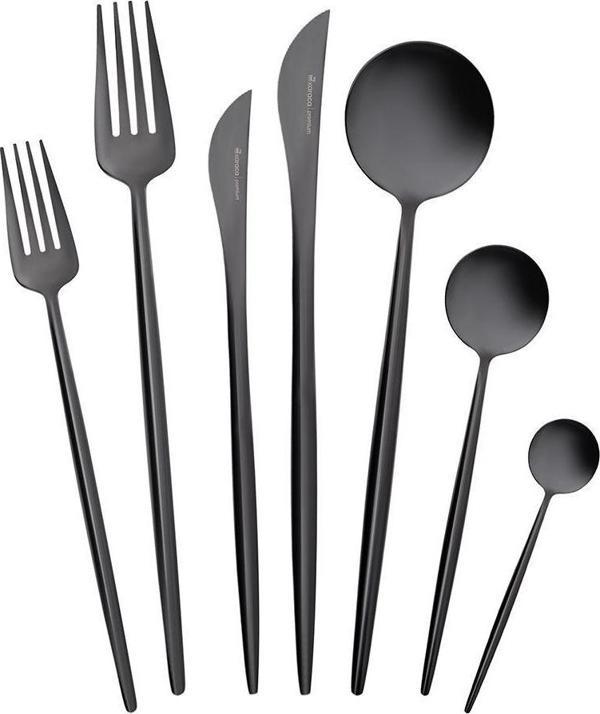 Karaca Jüpiter 84 Parça 12 Kişilik Premium Kutulu Çatal Kaşık Bıçak Takımı Shiny Black - Image 1