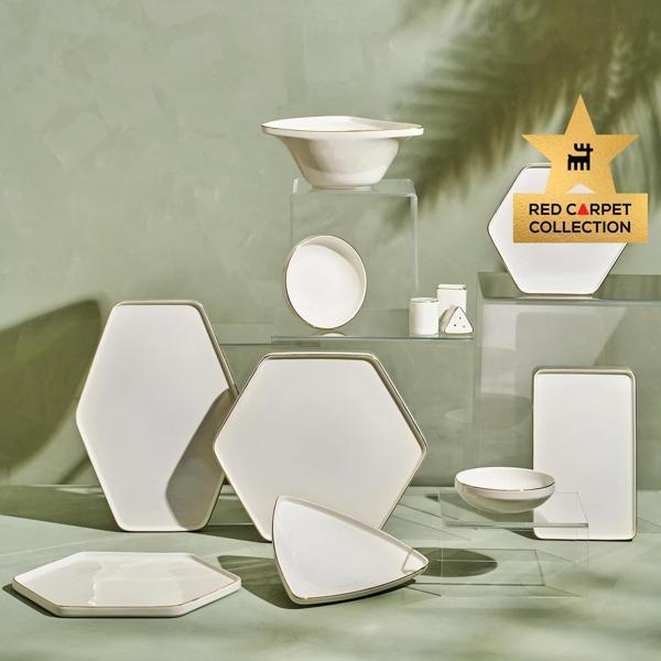 Karaca Red Carpet Collection Stream Bone Geo 59 Parça 12 Kişilik Yemek Takımı Gold - Image 1