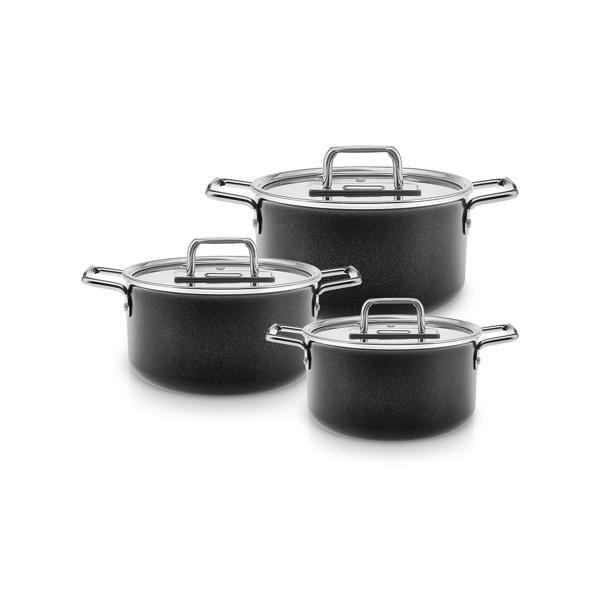 Karaca Swiss Crystal Black Mastermaid 6 Parça Midi Tencere Seti Shiny - Image 1