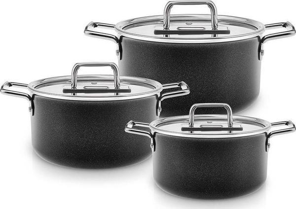 Karaca Swiss Crystal Mastermaid 6 Parça Midi Tencere Seti Shiny Black - Image 1