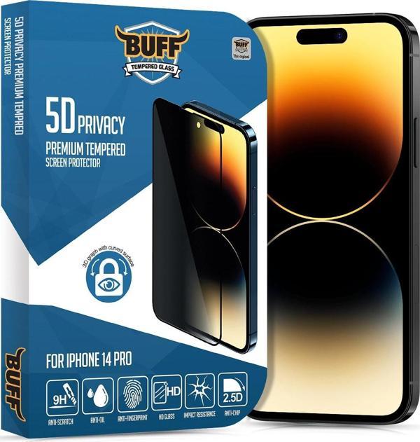 Buff Labs Buff Iphone 14 Pro 5D Privacy Ekran Koruyucu - Image 1