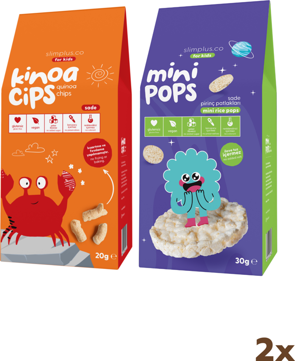 20G Sade Kinoa Cipsi for Kids Neşeli Yengeç ve 30G Mini Pops Pirinç Patlakları - Image 1