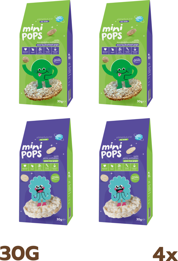 4\\\'lü Paket Mini Pops Pirinç Patlakları ve Mini Pops Karabuğday Patlakları 30G - Image 1