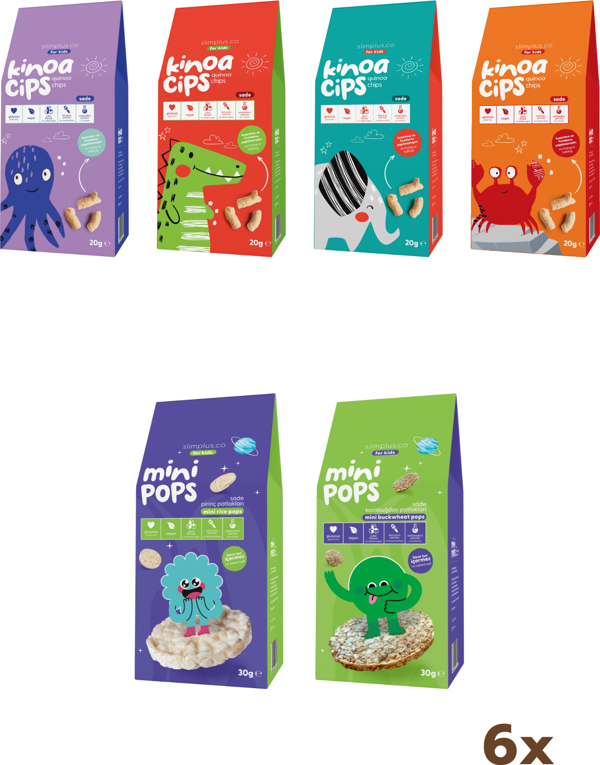 4\'lü Paket Sade Kinoa Cips ve 2\'li Paket Mini Pops Pirinç ve Karabuğday Patlakları Çocuklara Özel Mix Paket - Image 1