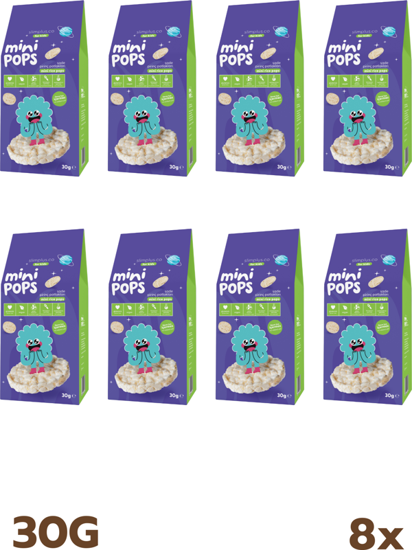 8 Paket Mini Pops Atıştırmalık Pirinç Patlakları 30G - Image 1
