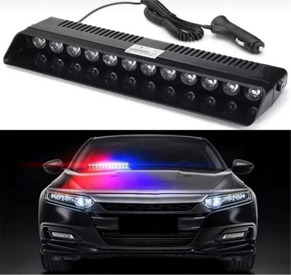 12V Araç içi Vantuzlu Cam Çakar Kırmızı Mavi Beyaz 12 Led Kolay Montaj - Image 1