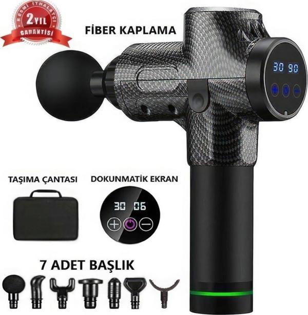 Everest Ev-Mt51 Dijital Karbon Fiber/Siyah 2500 Mah Kablosuz Dokunmatik Profesyonel Masaj Aleti - Image 1